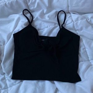 black crop top with bow knot